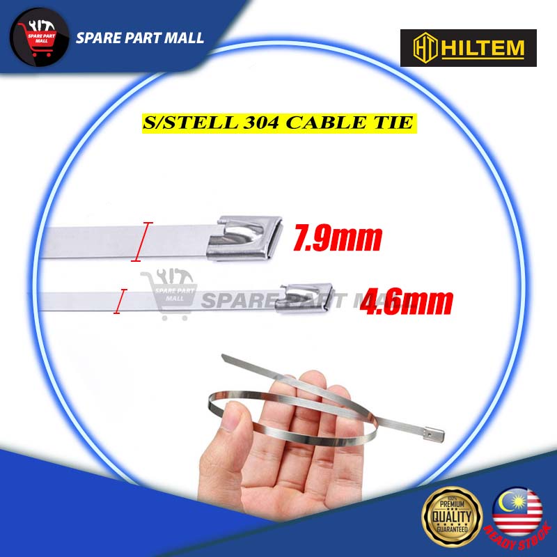 HILTEM STAINLESS STEEL / 304 CABLE TIE 8" 24" (100PCS)(4.6MM/ 7.9MM