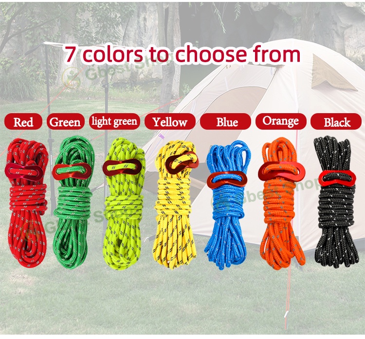 4M 8Pcs Tent Rope Camp Canopy Flysheet Guide Rope Metal Fitting Set ...