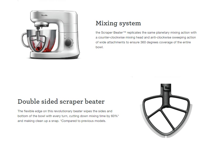 Breville - LEM250 The Scraper Beater (4.5L/700w) 8 Speed Stand Mixer ...