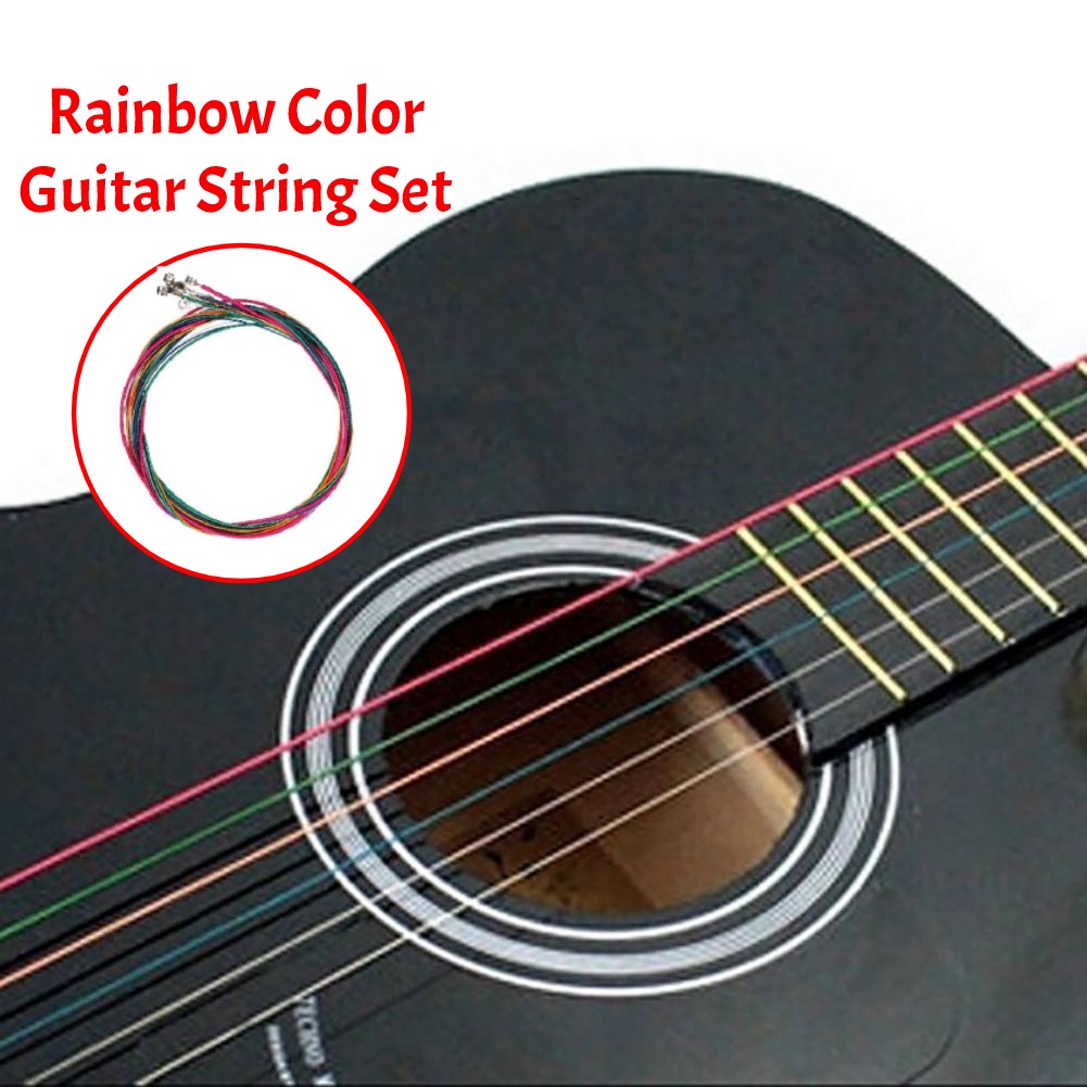 Set Rainbow Color Gold Rose Acoustic Guitar Strings For