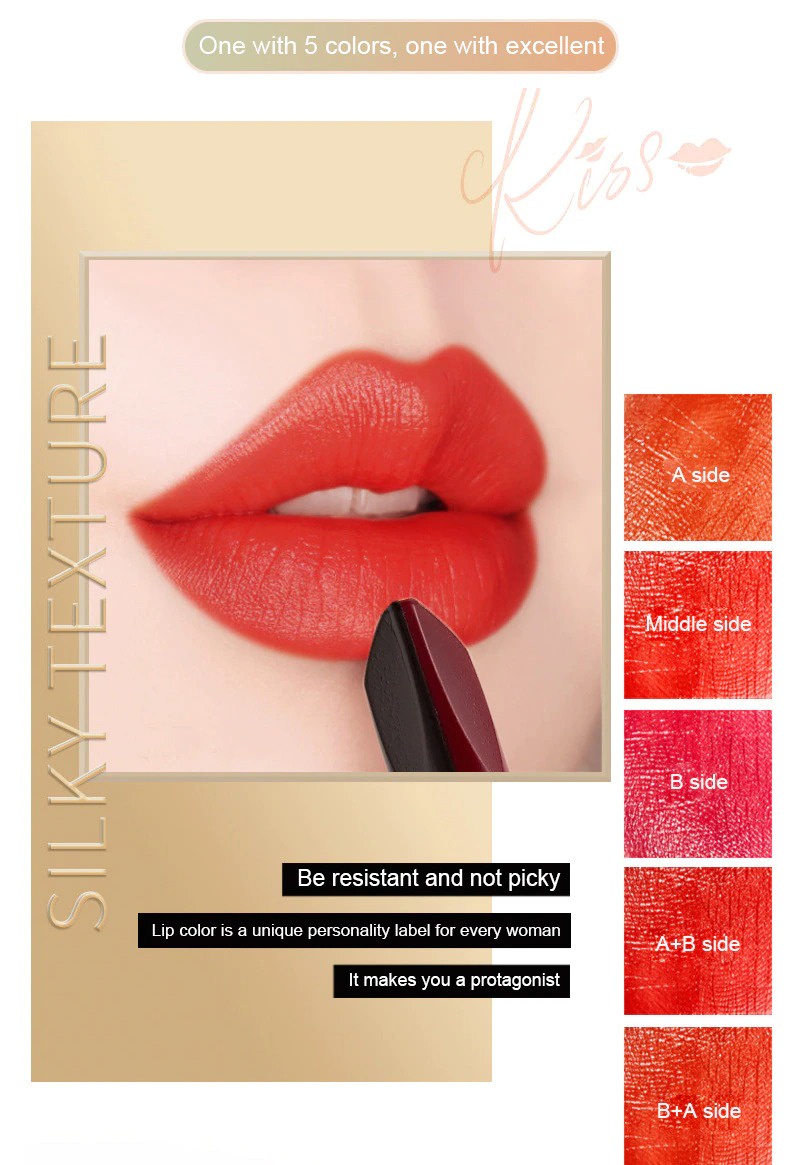 5-Color Angel Lipstick Matte White Non-stick Cup Color Change ...