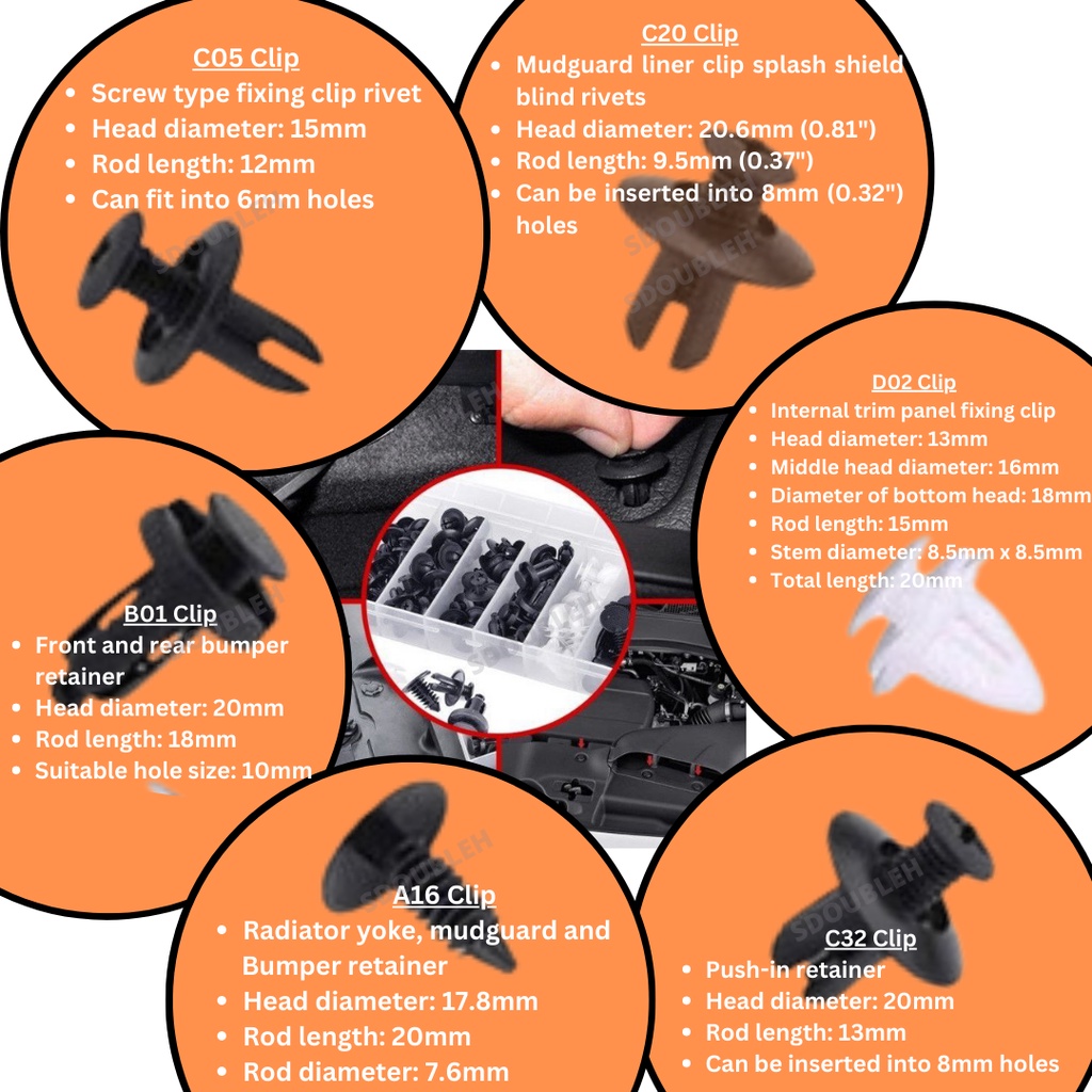 Automobile Plastic Rivet Bumper Fender Fixer Fastener Fender Push Clip - View #11