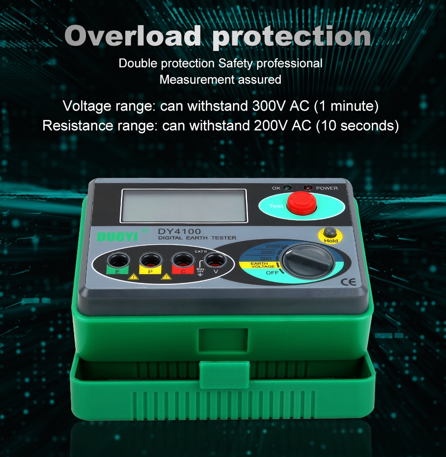 [DUOYI DY4100 Digital Earth Tester] Megger Meter Resistance Tester ...