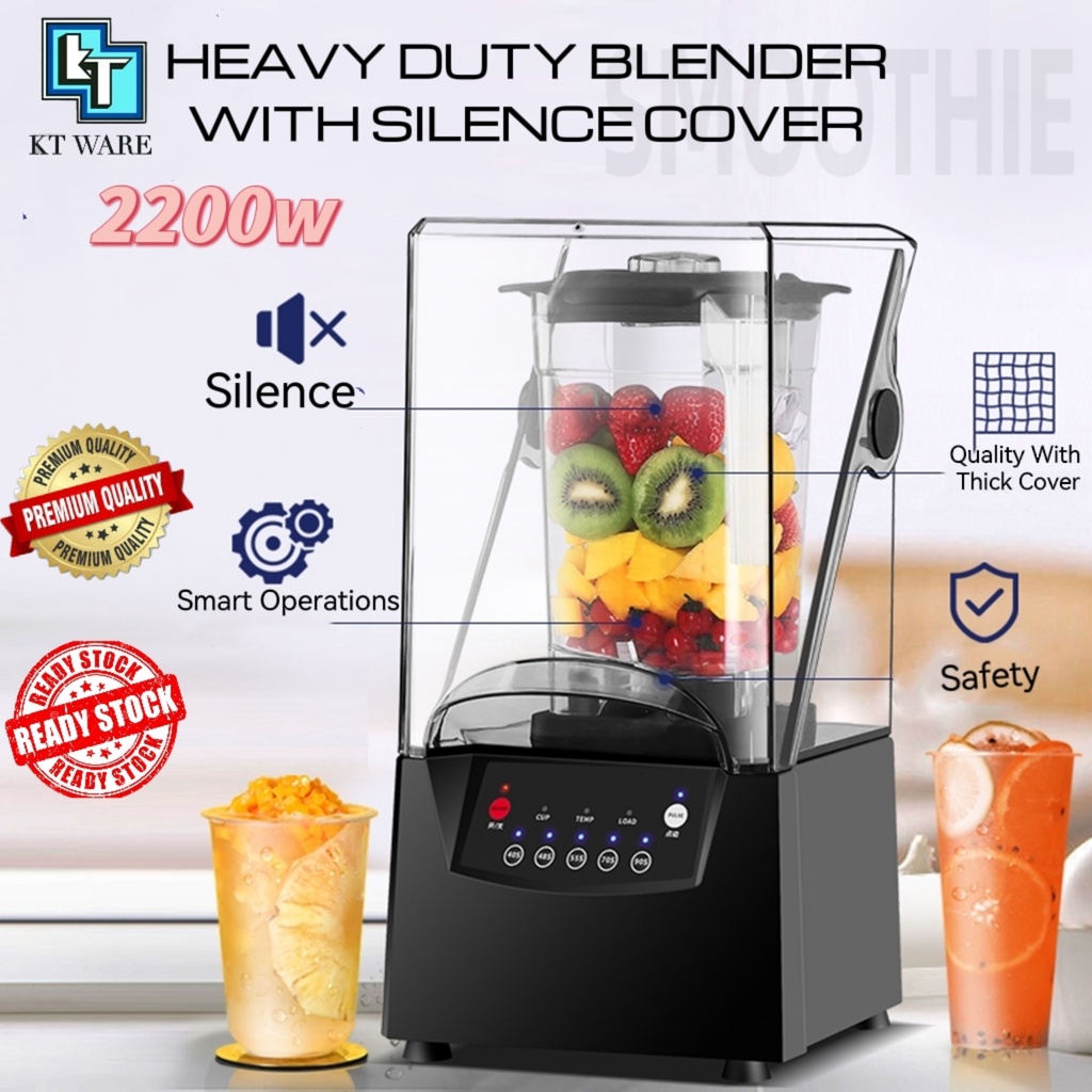 Quiet Commercial Blender, 2200W Soundproof Cover Blender, Fruit Juice  Smoothie Maker with Smart Touch Screen, High-Speed