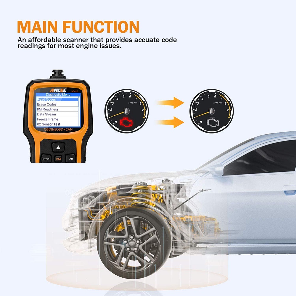 Ancel AD410 OBD2 Scanner Automotive Car Diagnostic Tool ODB2 Code ...