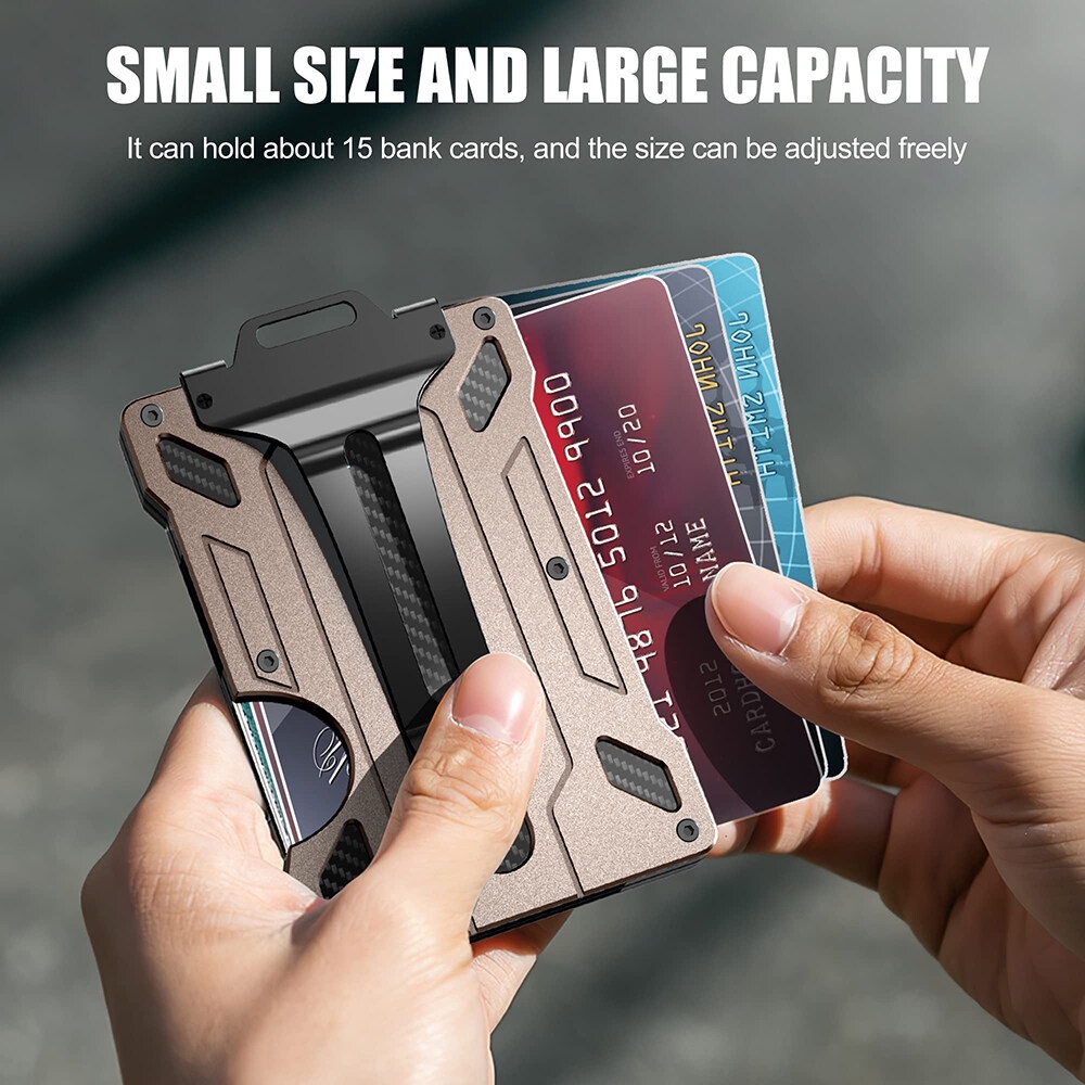 US Mechanical Style Minimalist Wallets for Men Aluminum Credit Card ...