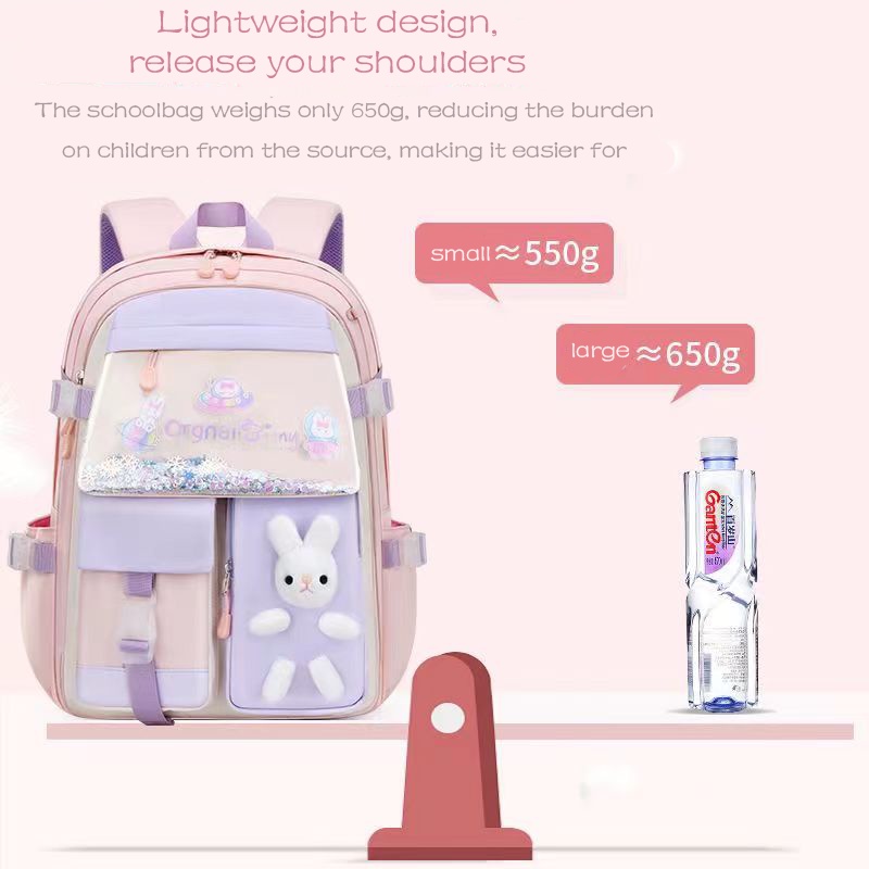 New backpack large capacity waterproof school bag suitable for primary  students for girls 1-6 Grade