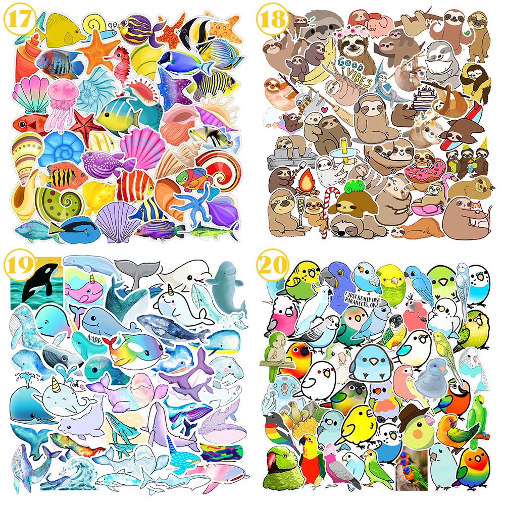 MUYA 50/100 Pcs Various Animal Stickers for Journal Laptop Cute ...