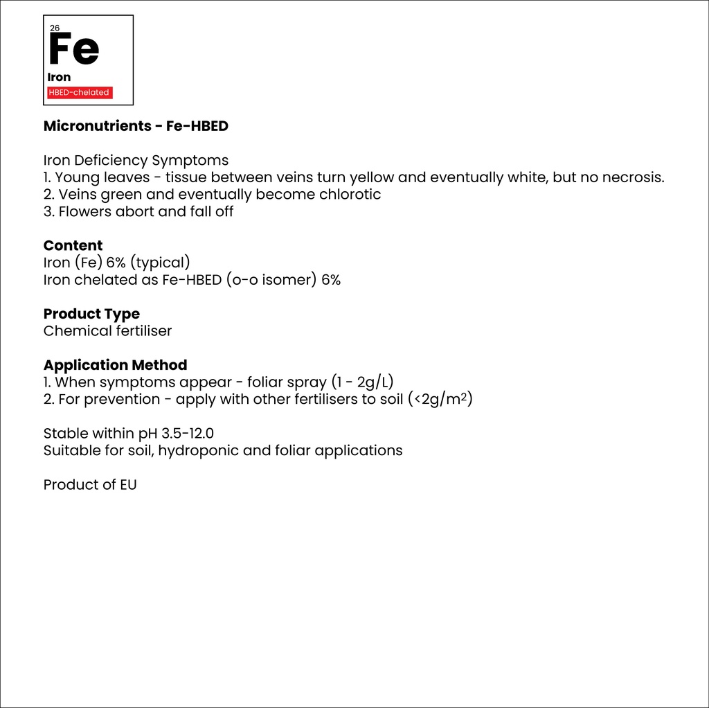 [20g] Mikronutrien - Fe-HBED / Micronutrients - Fe-HBED/ 微量元素 - HBED螯合铁 ...
