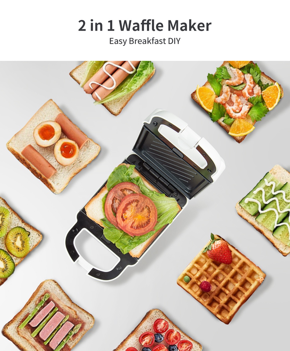 Simplus Sandwich Maker Waffle Maker 650W Removable Plate