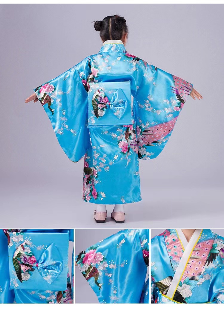 (Free gift) Japanese Traditional Dress Kimono Robe for Kids Girls ...