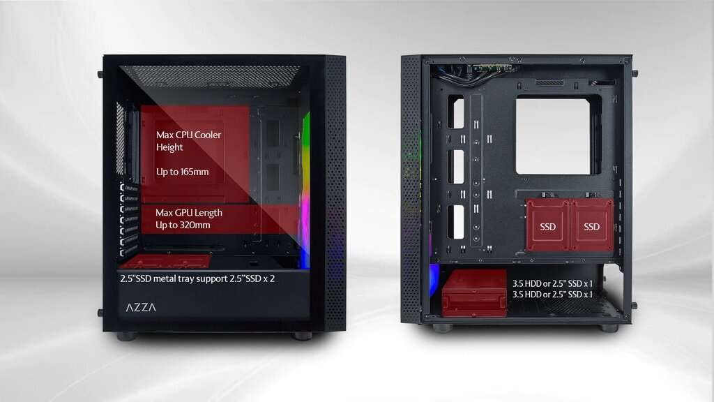Azza CELESTA 340M ATX Gaming Case Chassis Casing Included 4x ARGB 12CM ...