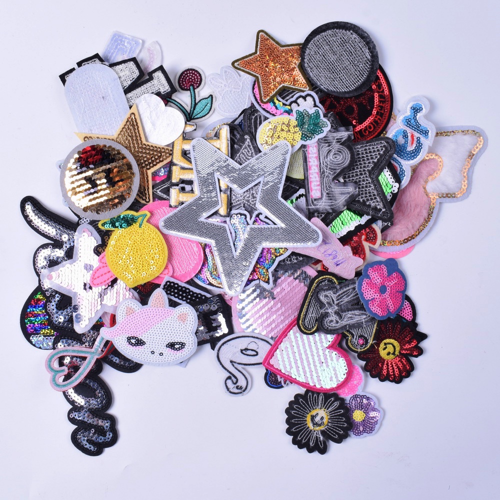 30 Pcs/Lot Sequin Patches Iron on for Jacket Jeans Backpack Stickers ...