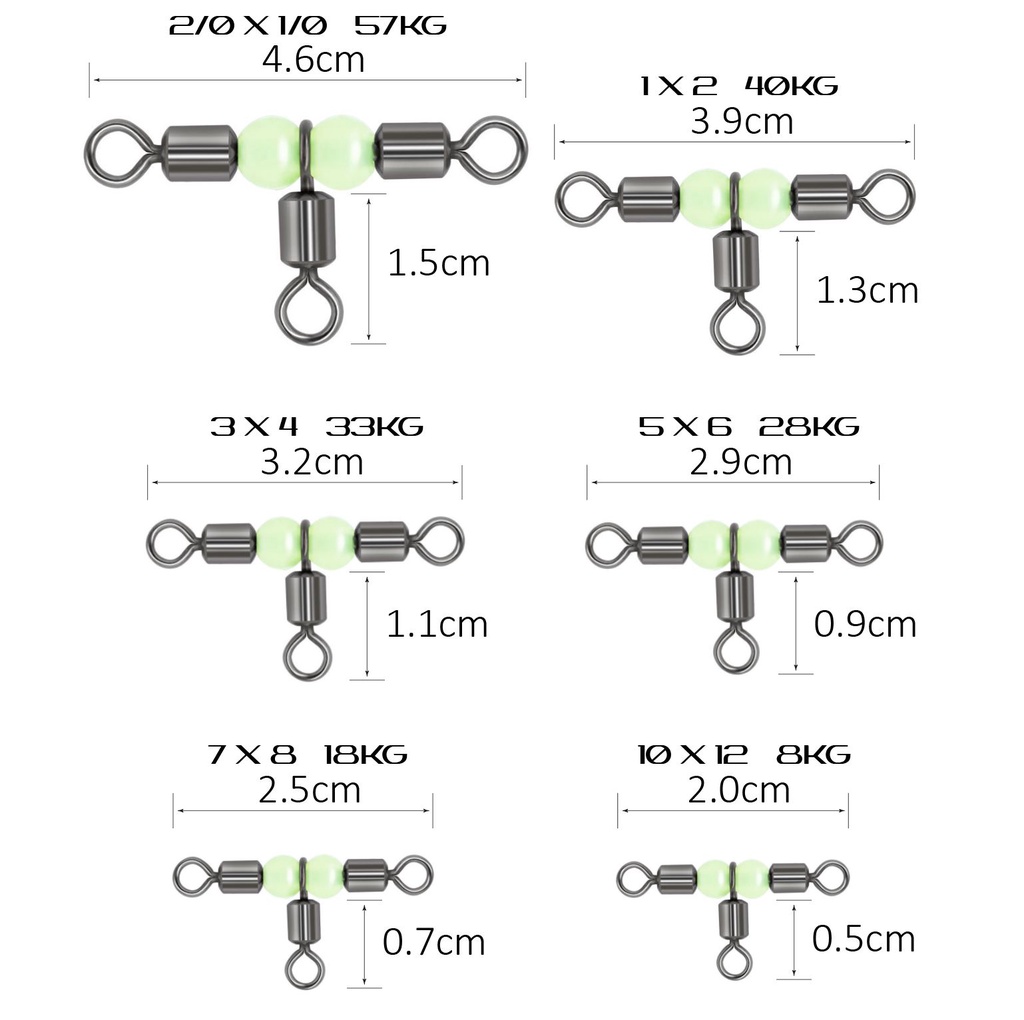 3-Way Fishing Hook Bait Line Connector Sea Fishing Rolling Swivel Solid  Rings #