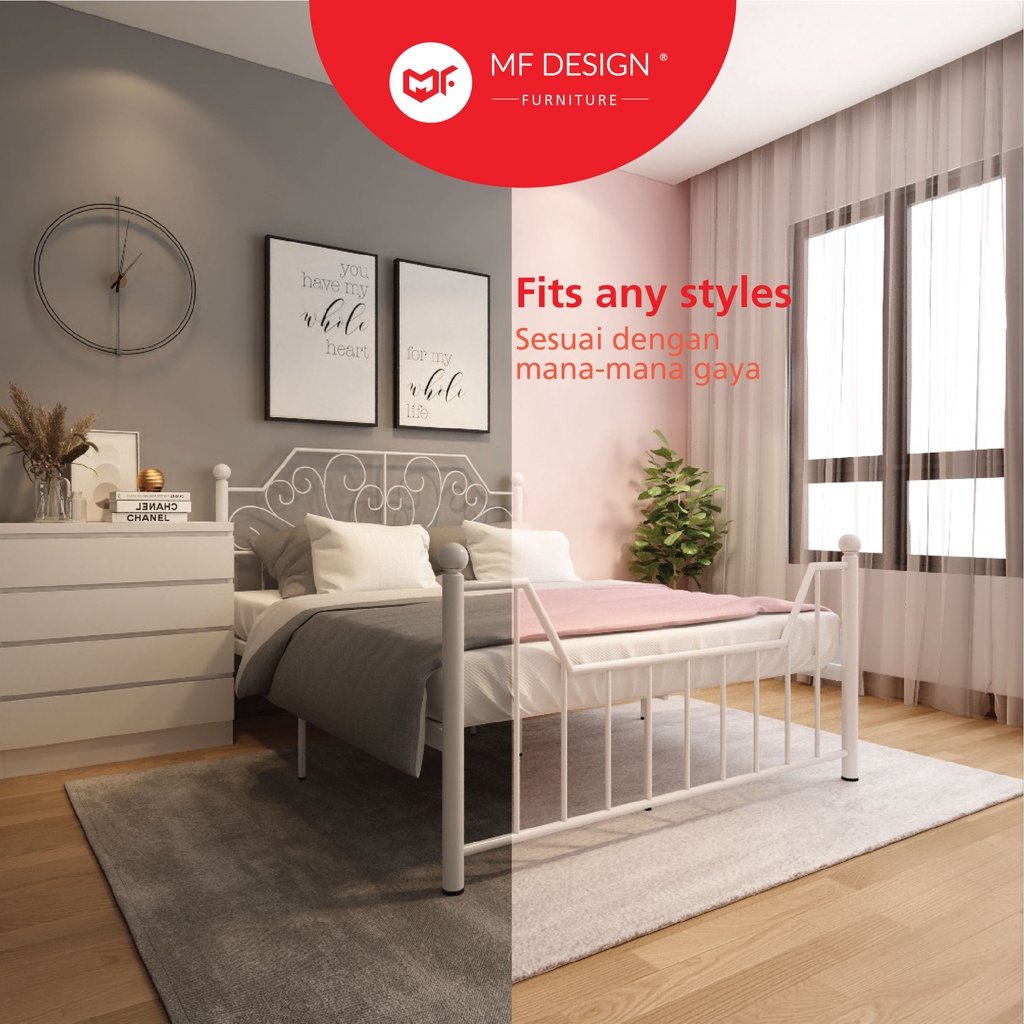 MF DESIGN Palace Metal Bed Frame Katil Besi Queen Single Katil Besi ...