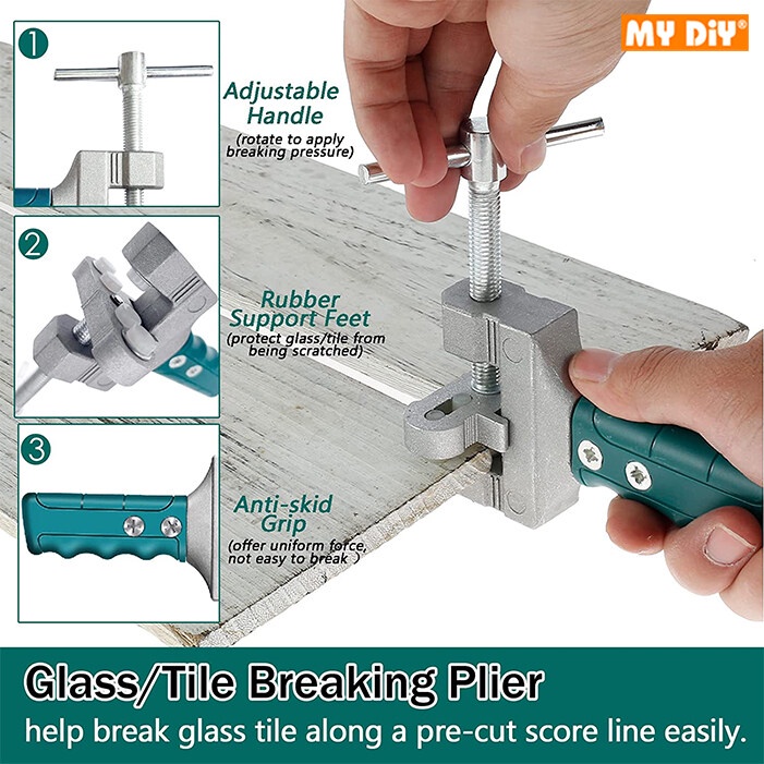 MYDIYHOMEDEPOT 2 IN 1 Glass Cutter Tools Kit Glass Tile Cutter Hand Tool Pistol Grip Cutter