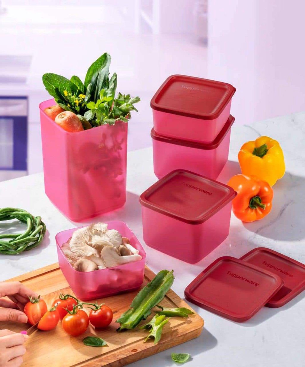PURPLE: Tupperware So fresh Set Large Square Round (650ml/ 1L/ 1.8L/ 2 ...