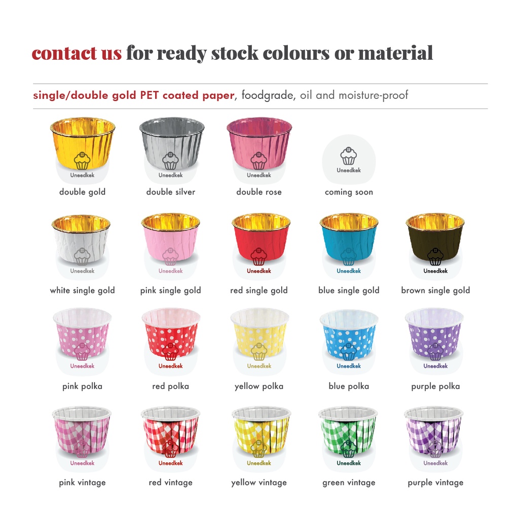 Uneedkek Gold Baking Cupcake Muffin Cup Florentine Biskut Cup Gold ...