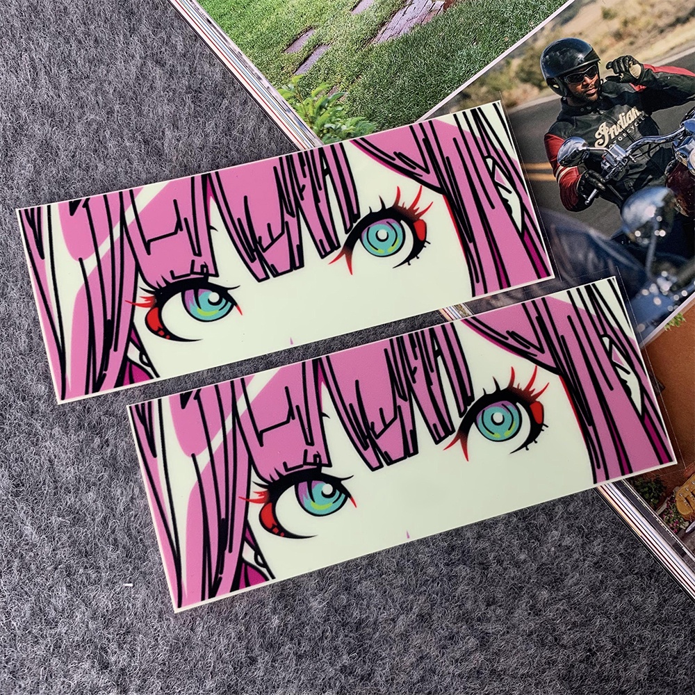 Two-Dimensional Eyes Sticker Jdm Pink Girl Decal Car Fuel Tank ...