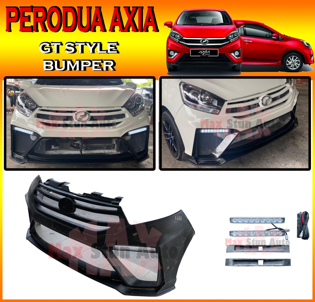 PERODUA AXIA 2017-2021 GT STYLE FRONT BUMPER WITH DAYLIGHT LED (GT ...