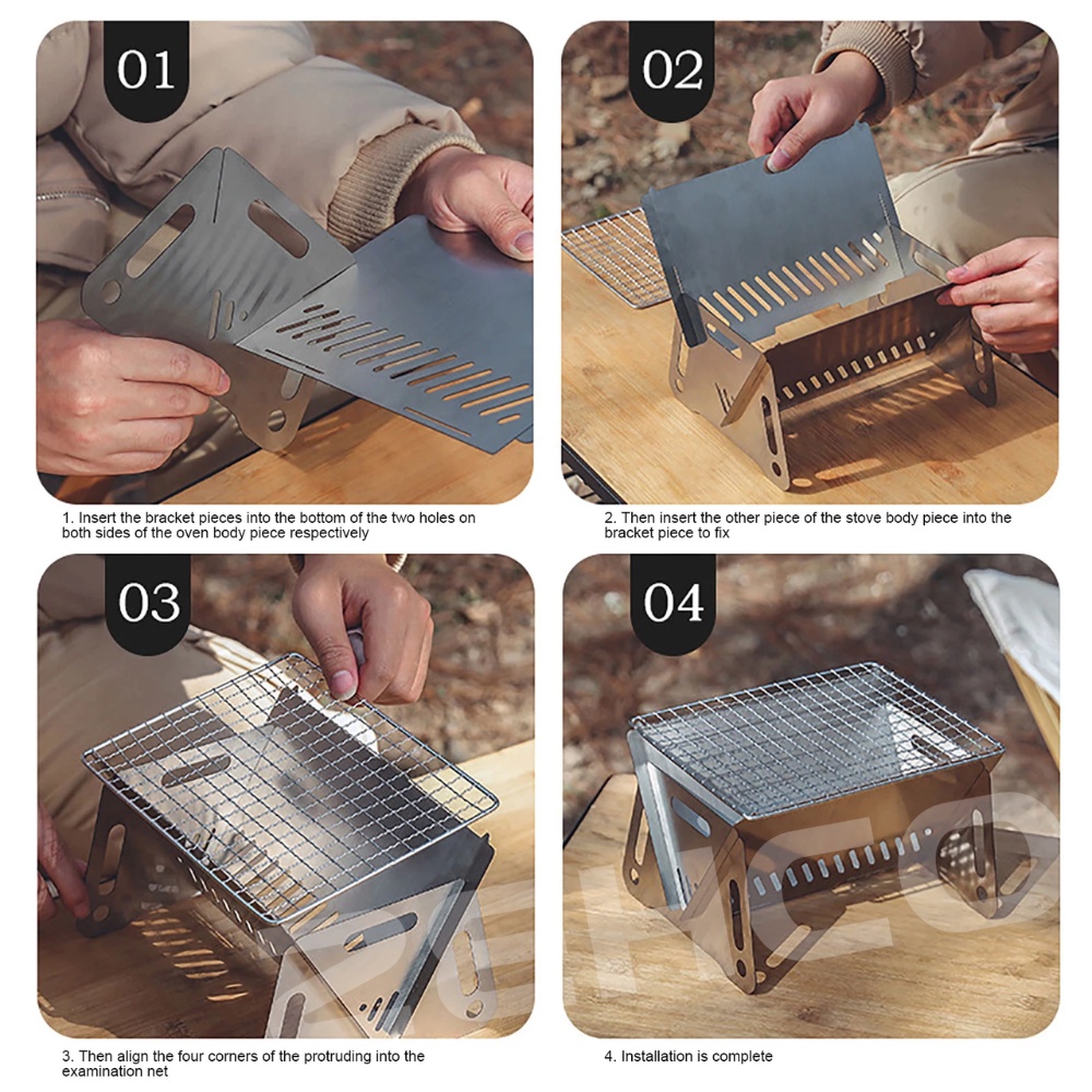 Outdoor Portable Grill Mini BBQ Grill Foldable Stainless Steel BBQ ...