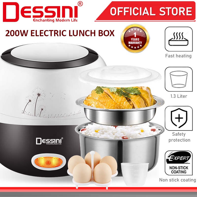DESSINI ITALY 1.3L Electric Rice Cooker Lunch Box Non Stick Stainless ...