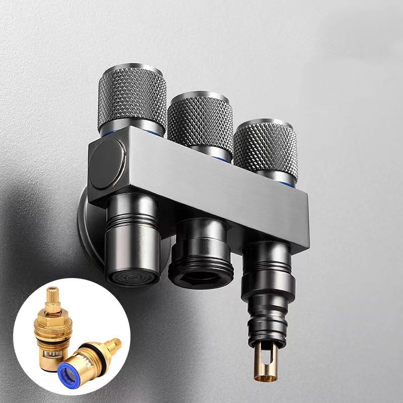 【Ready Stock】One in three out Angle valve with independent switch three ...