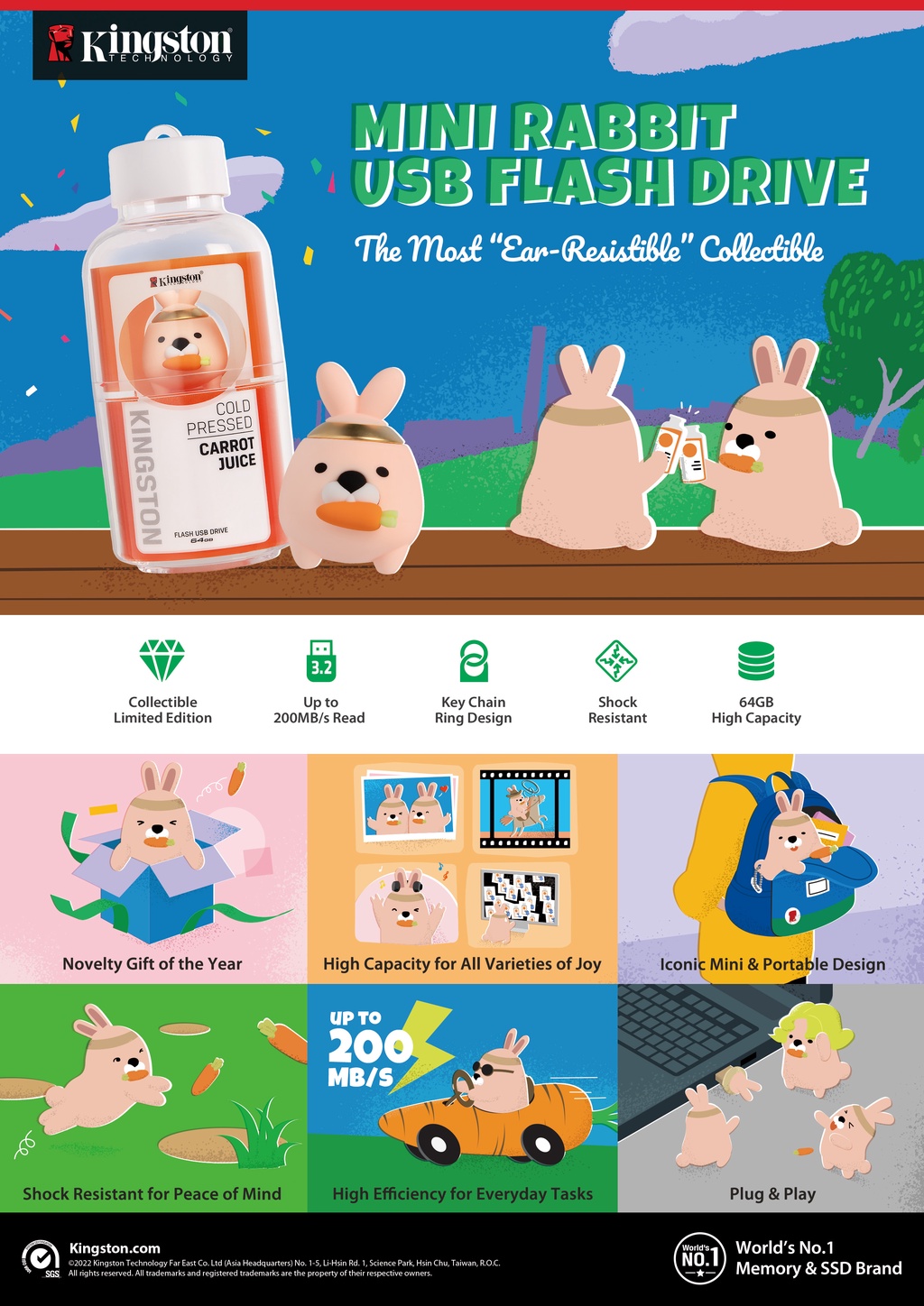 KINGSTON DTCNY23 CNY LIMITED Mini Rabbit Zodiac PENDRIVE - 64GB - 5Year ...