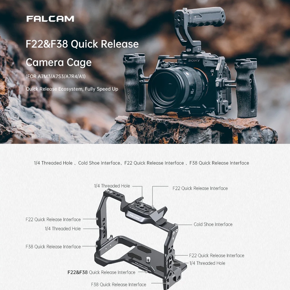 FALCAM F22 F38 F50 Quick Release Sony A1 A7M3 A7S3 A7R4 Camera Cage Rig ...