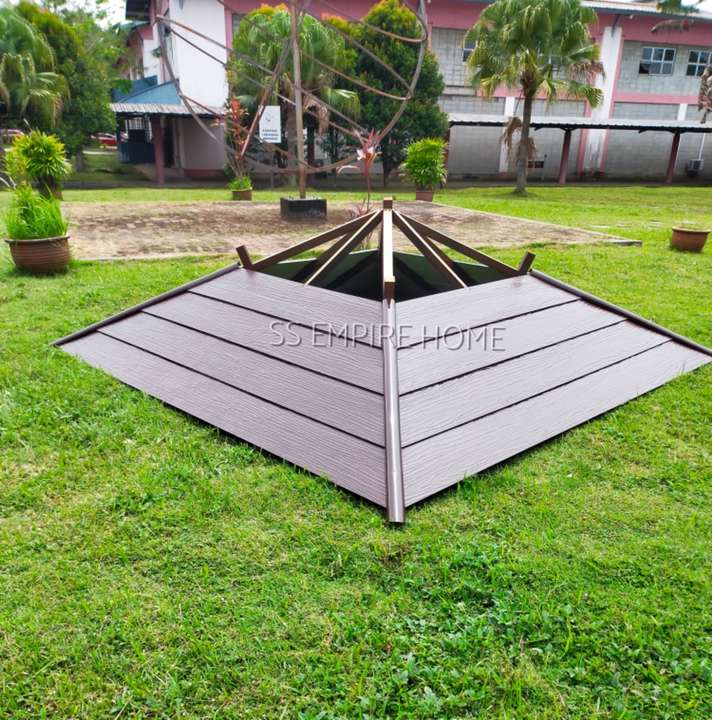 Gazebo 6x6 Double Roof Cengal Wood Pondok Kayu Handmade Outdoor Garden