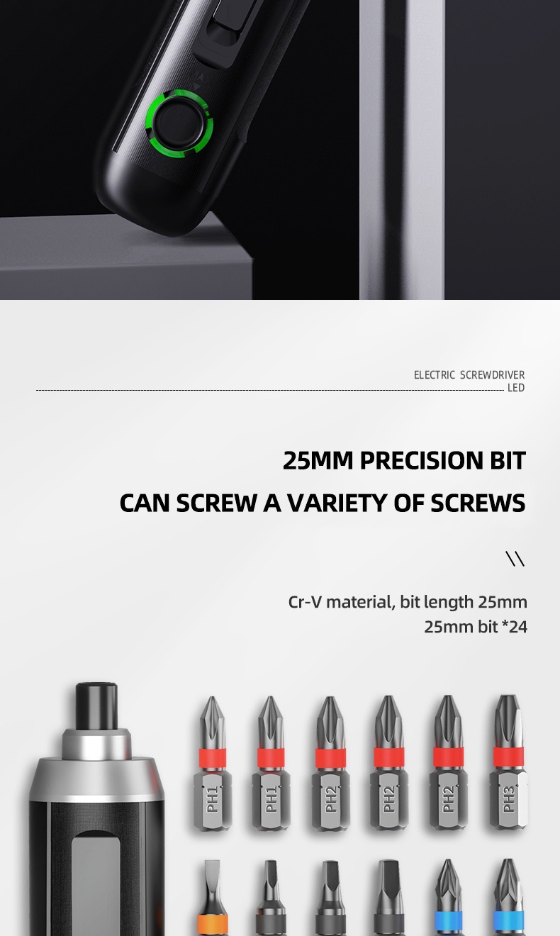 Deli Mini Electrical Screwdriver 3.6V Lithium-ion Battery 25in1 Bit for ...
