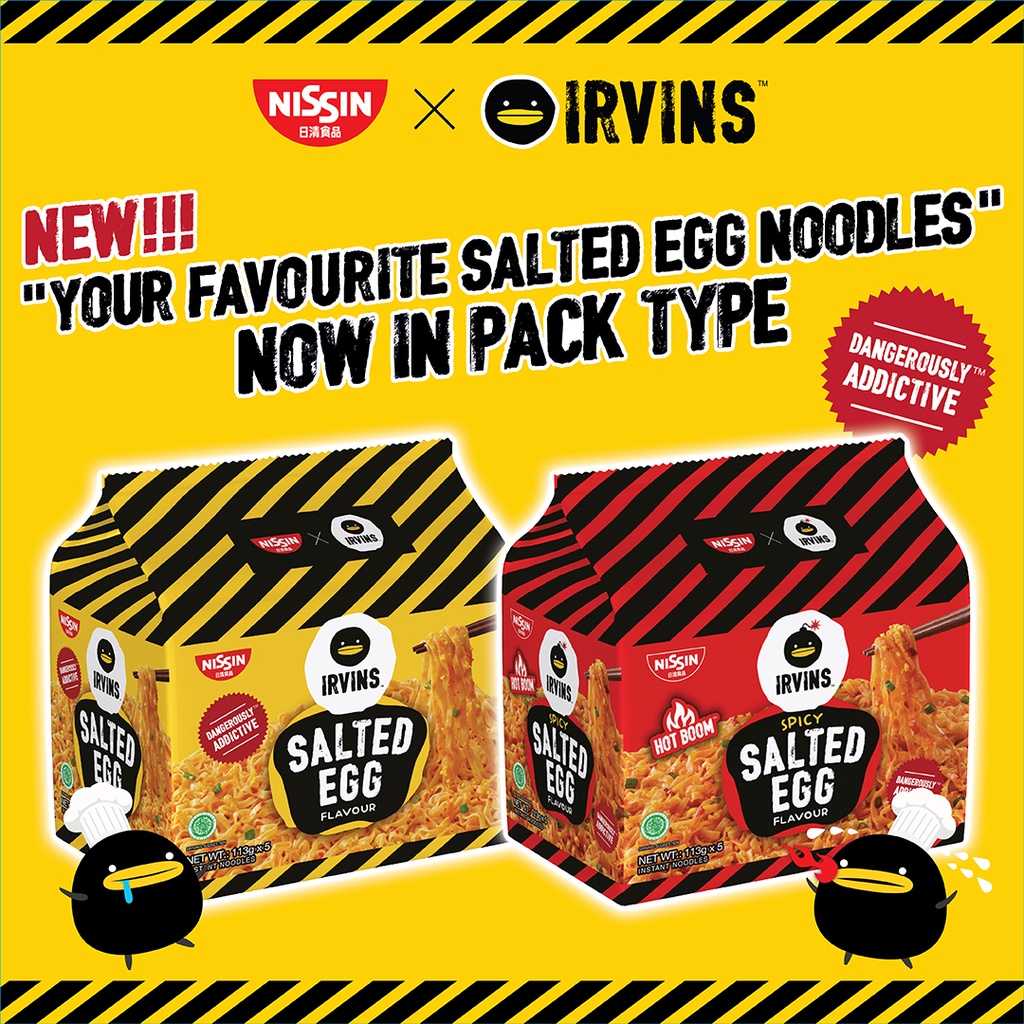 【HALAL】NISSIN x IRVINS Instant Noodles Salted Egg Spicy Salted Egg (5's ...