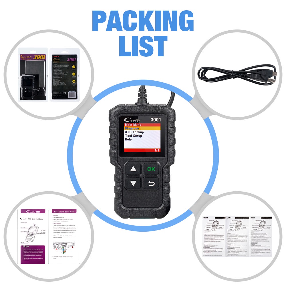 LAUNCH X431 CR3001 Code Reader Support OBDII / EOBD Creader 3001 OBD2 ...