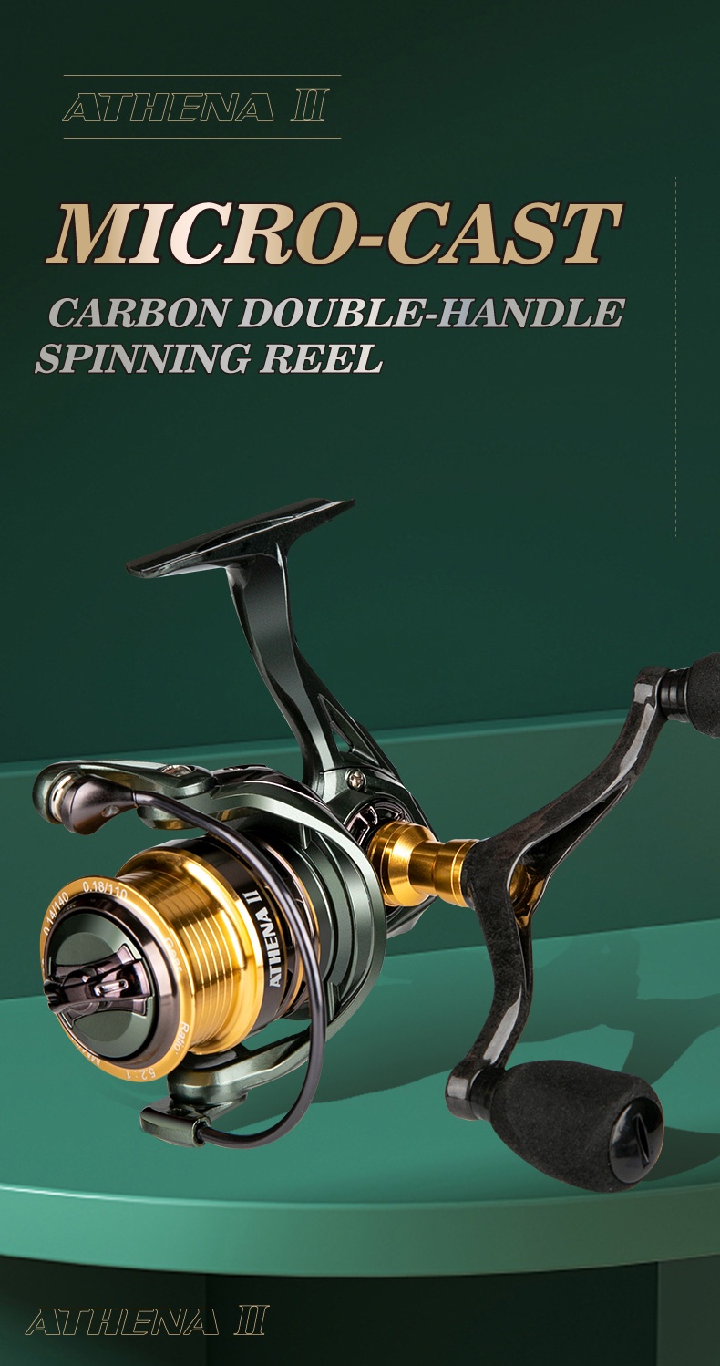CEMREO 1000 Series Light Game Spining Fishing Reel Carbon Double Handle  Fishing Goods Pesca ATHENA II