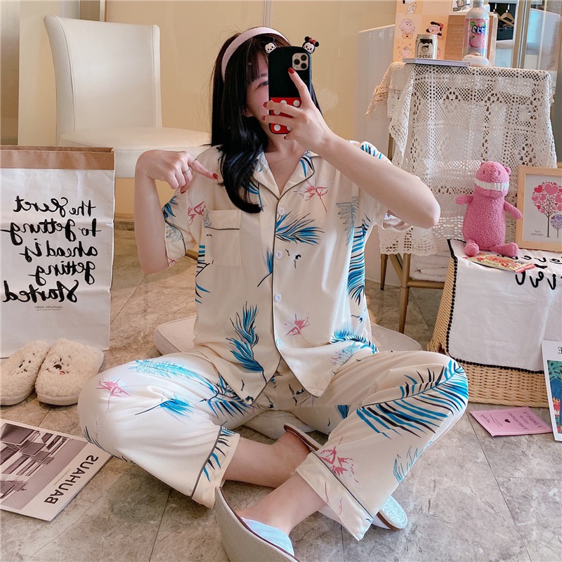 Ready Stock Baju Tidur comfy Women's Pyjamas sleepwear Short-Sleeved ...