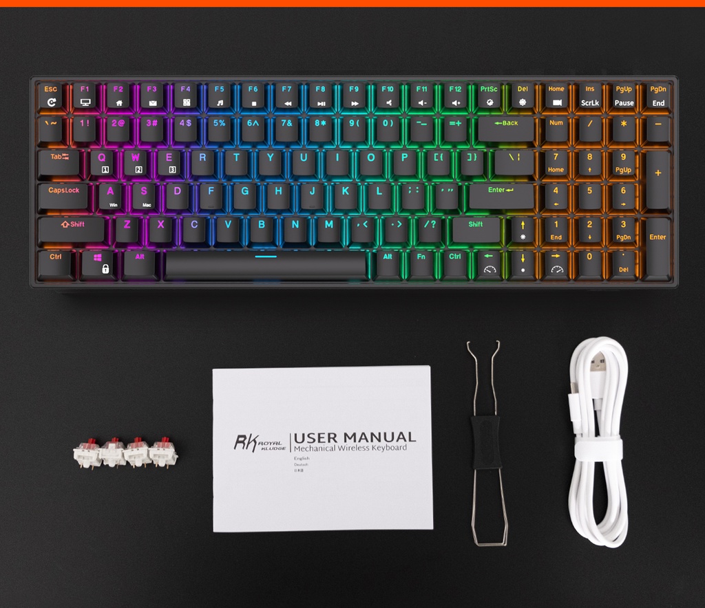 Royal Kludge RK100 RK 860 Bluetooth 2.4G Tri Mode 100Key RGB ...