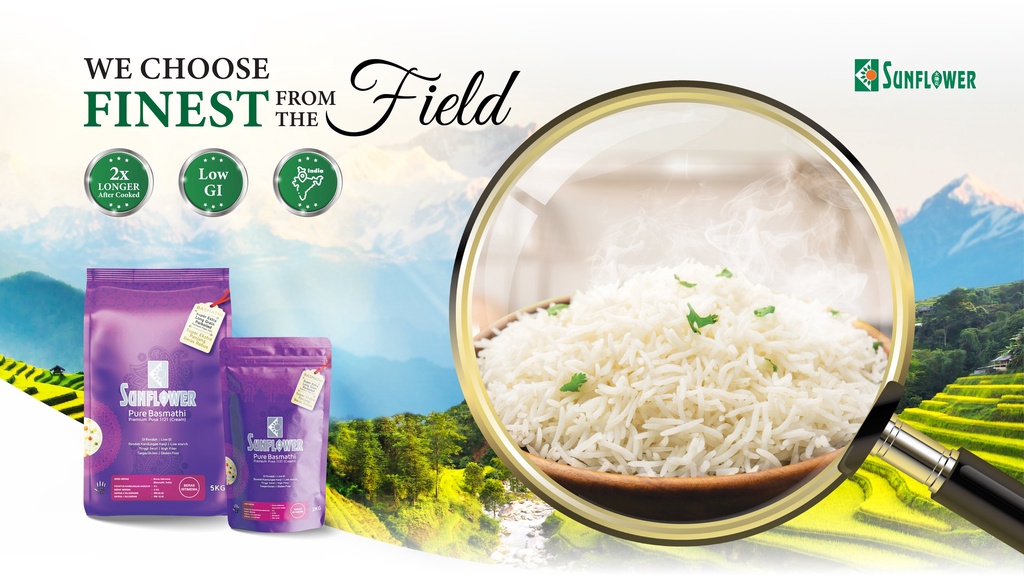 Sunflower Pure Basmathi Rice Premium Pusa 1121 Beras Basmati Low GI