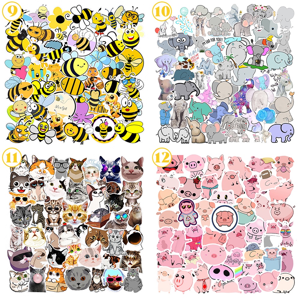 MUYA 50/100 Pcs Various Animal Stickers for Journal Laptop Cute ...