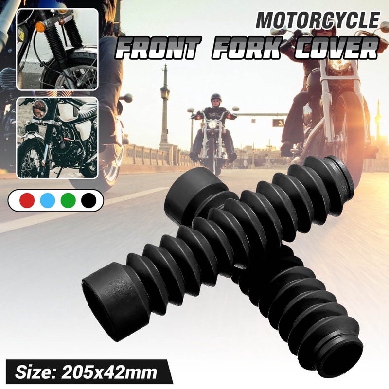 2x 42mm Universal Motorcycle Rubber Front Fork Shock Absorber Dust ...