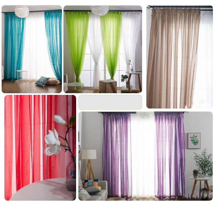 Solid Color Multicolor Bay Window Screening Solid Door Curtains Drape ...