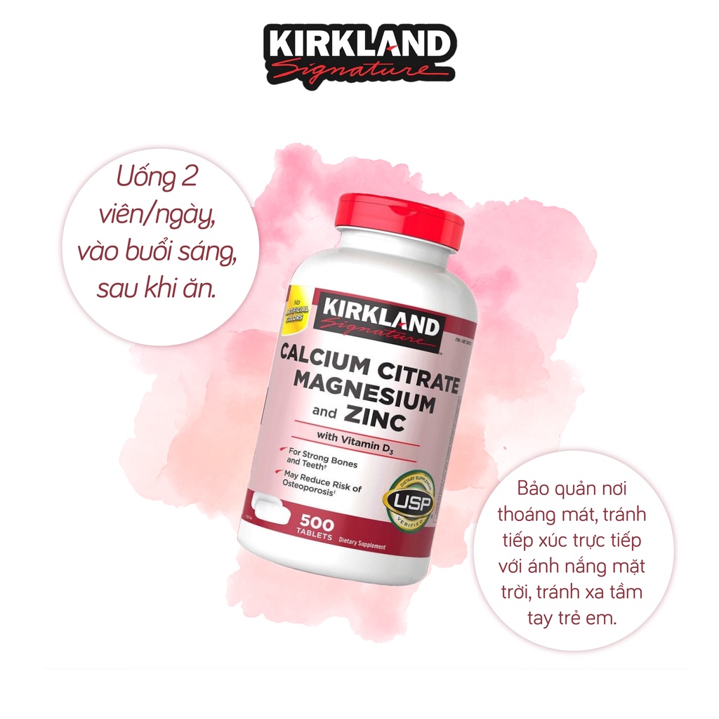 Kirkland Signature Calcium Citrate Magnesium And Zinc 500mg 500 tablets