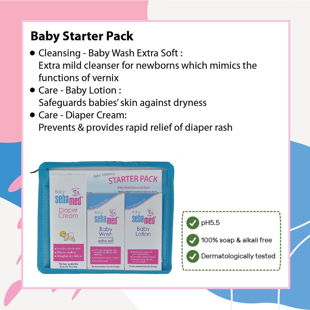 Sebamed Baby Starter Pack 3 in 1 50ml Diaper Cream Lotion Baby Travel ...