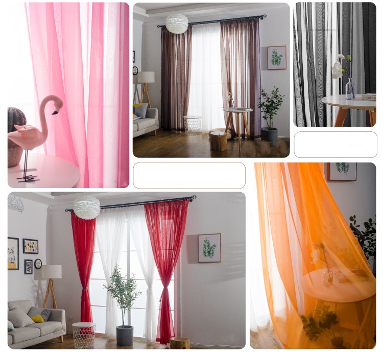 Solid Color Multicolor Bay Window Screening Solid Door Curtains Drape ...