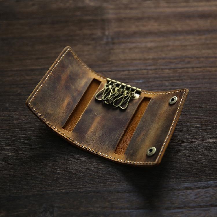 100% Genuine Leather Key Wallets Multifunctional Men Key Holder Car Key ...
