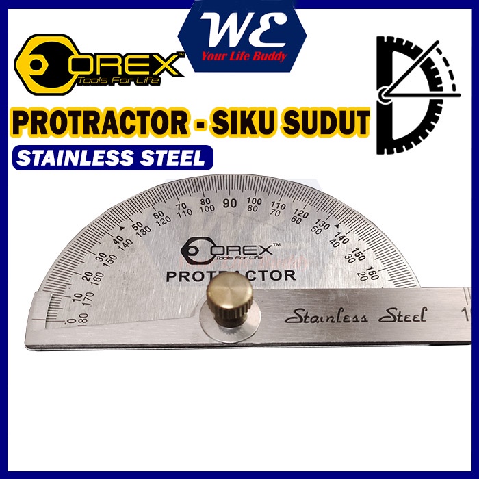 OREX Stainless Steel Protractor / Siku Sudut /STAINLESS STEEL 180 ...