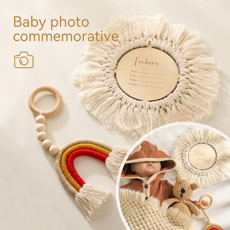 1Set Baby Monthly Milestone Wooden Hollow Texture Milestone Cards Baby ...