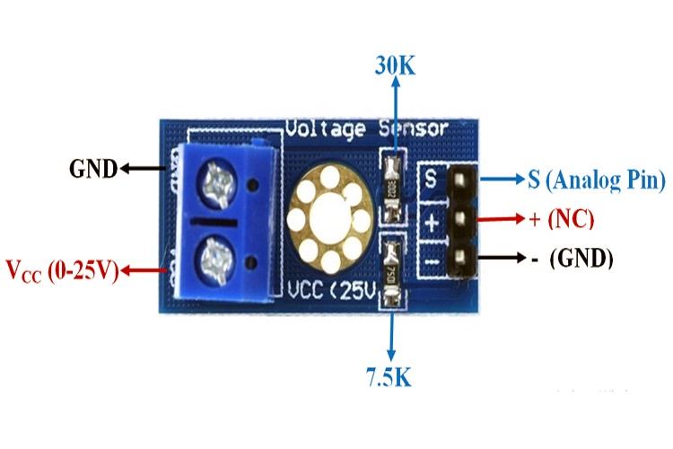 DC 0V to 25V Voltage Volt Sensor Reader Measure Module B25 (3.3V = 0 ...