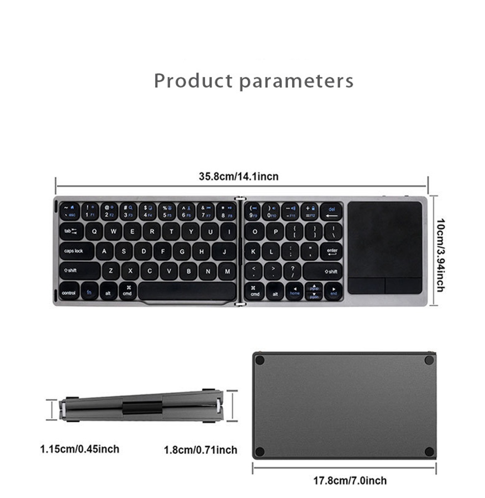 Jomaa portable mini folding wireless bluetooth keyboard with numeric