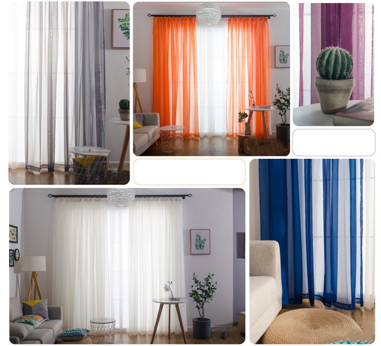 Solid Color Multicolor Bay Window Screening Solid Door Curtains Drape ...