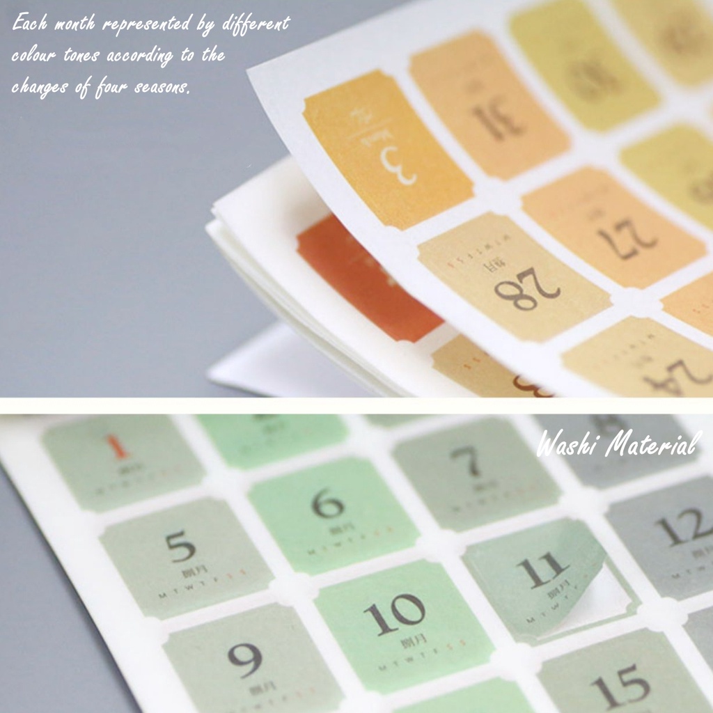 BZS 365 Days Four Seasons Colour Date Deco Stickers Perpetual Calendar ...